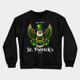 an eagle with green leprechaun hat - Happy st patricks day Crewneck Sweatshirt